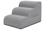 Aveland Pet Stairs — grey 3-step foam pet stairs, front view
