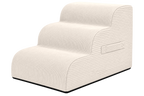 Aveland Pet Stairs — beige 3-step foam pet stairs, front view