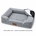 Aveland bolster dog bed with removable cover opened from the rear