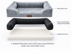 Aveland dog bed removable cover, wrap-around bolster and shaped foam base